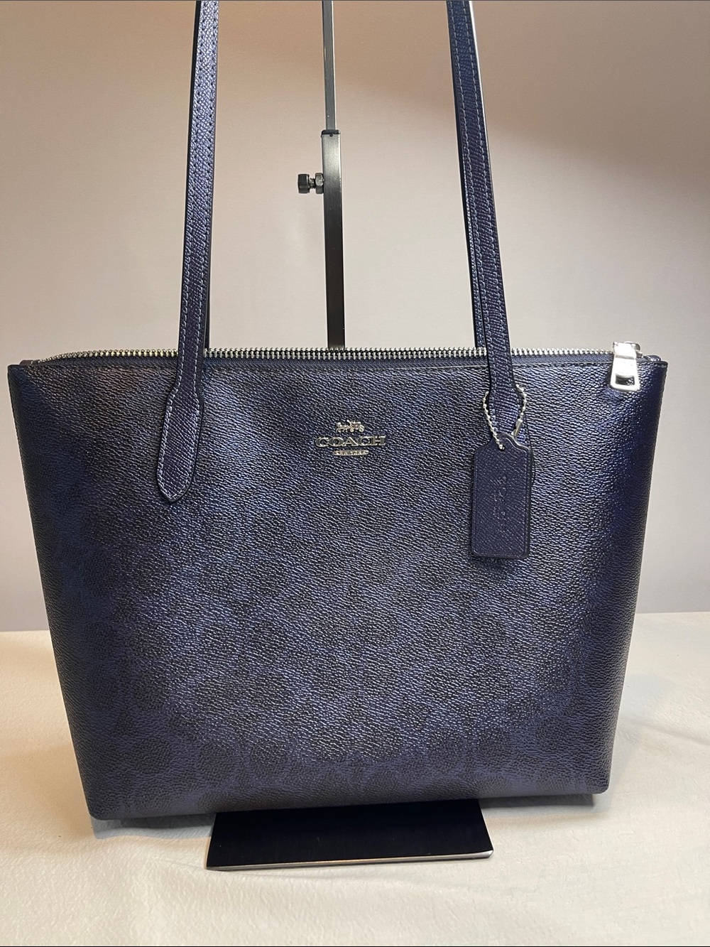 Coach H2579-CW396 Fiona Zip Tote Signature Canvas Navy Blue